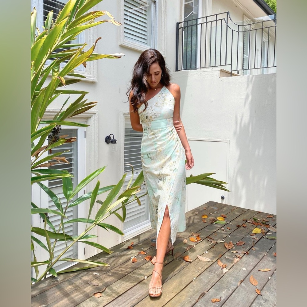 Sheike Cece Blossom One Shoulder Linen Midi Dress